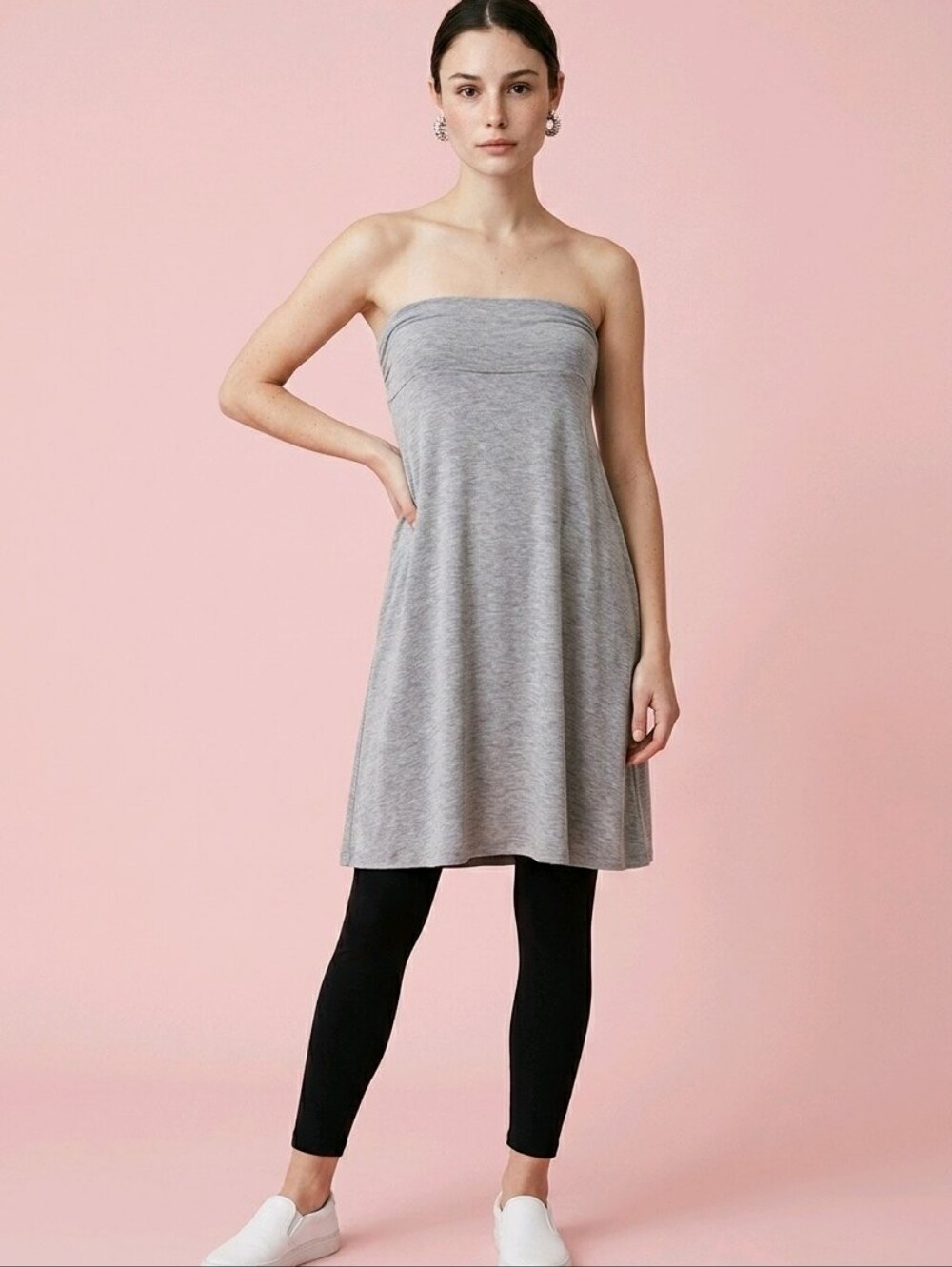 Bobeau Heather Gray Women's 3 in 1 Dress, Skirt Tunic
